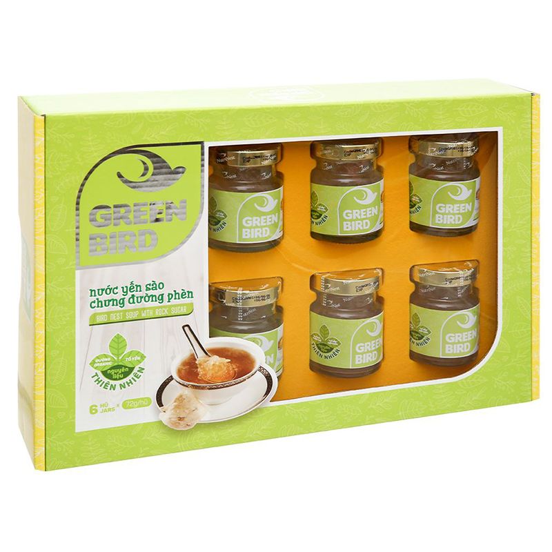  Nước yến sào chưng đường phèn Green Bird 15% yến lốc 4 hũ x 72g - Giá đại lý 