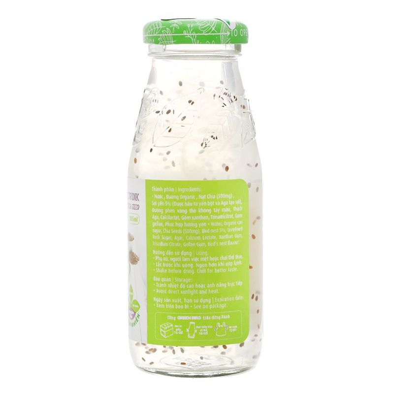  Nước yến sào hạt chia Green Bird 5% tổ yến lốc 6 chai x 185ml - giá đại lý 