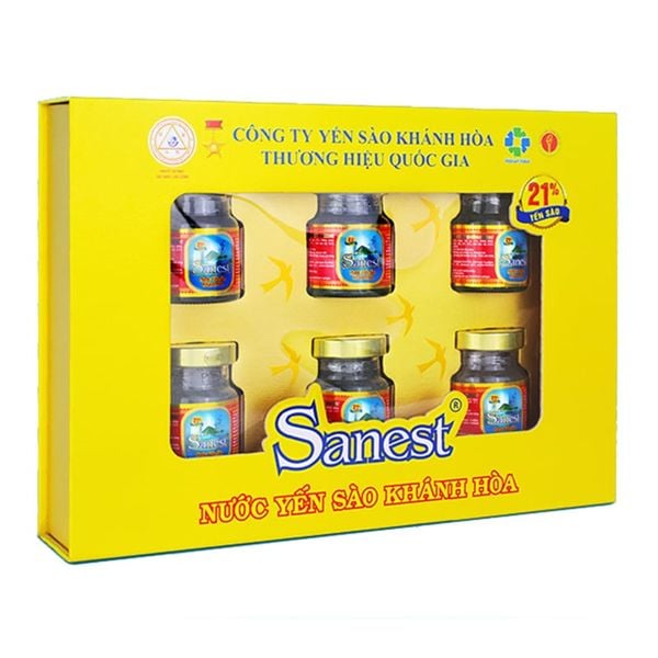  Nước yến sào Khánh Hoà Sanest có đường 21% hộp 6 hũ x 70ml 