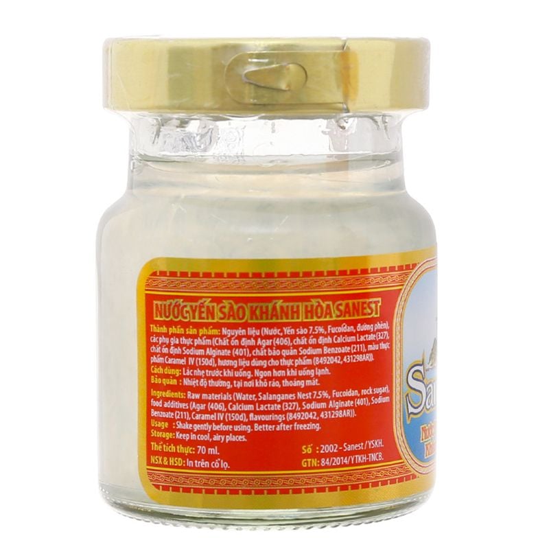  Nước yến sào Khánh Hoà Sanest có đường 21% hộp 6 hũ x 70ml 