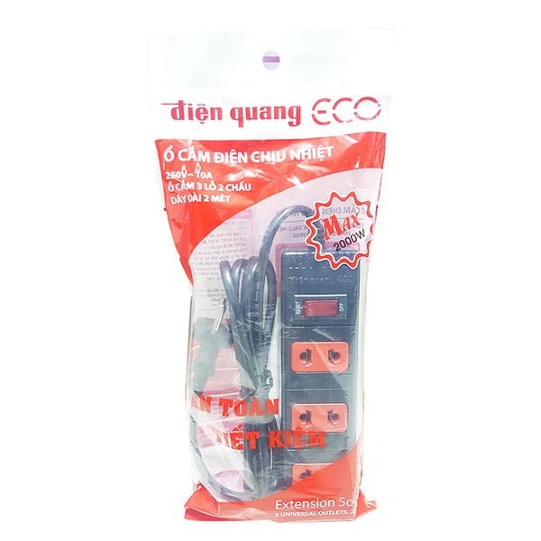  Ổ cắm Điện Quang ECO 3 lỗ dây 2 mét 