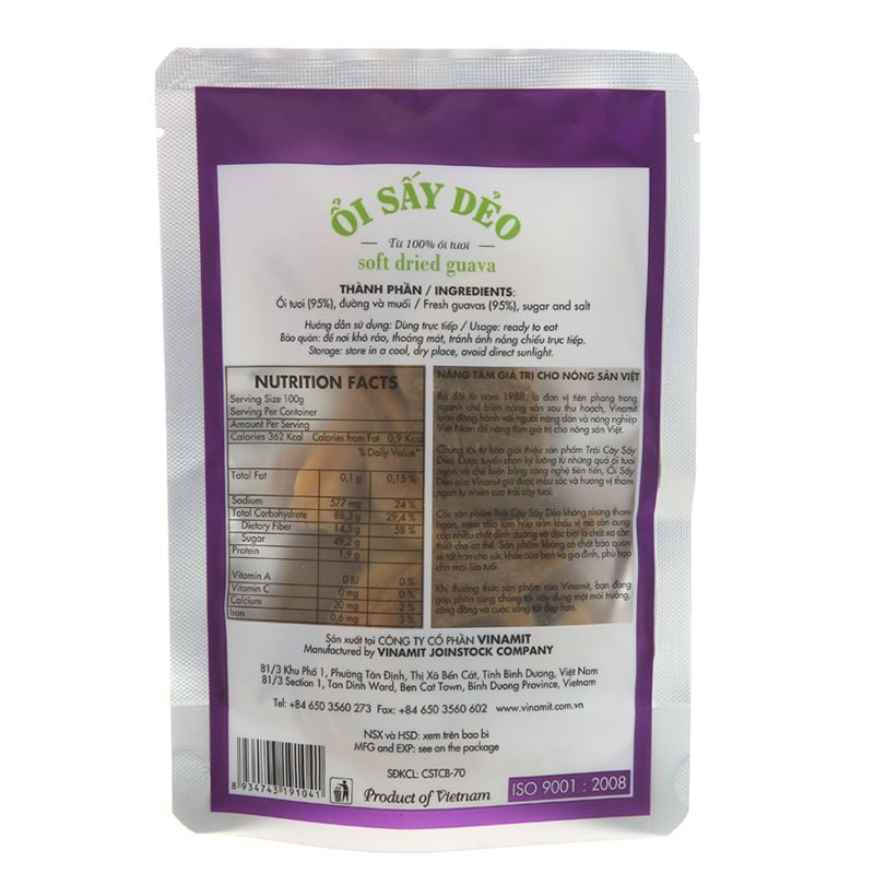  Ổi sấy dẻo Vinamit gói 100g 
