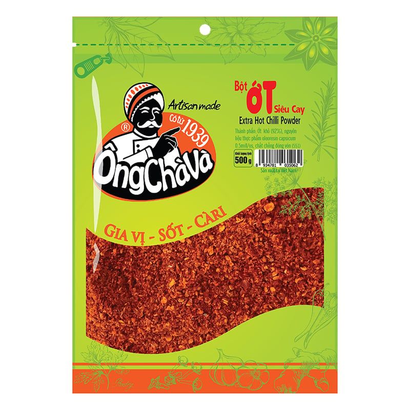  Ớt bột siêu cay Ông Chà Và bột vẩy gói 500 g 
