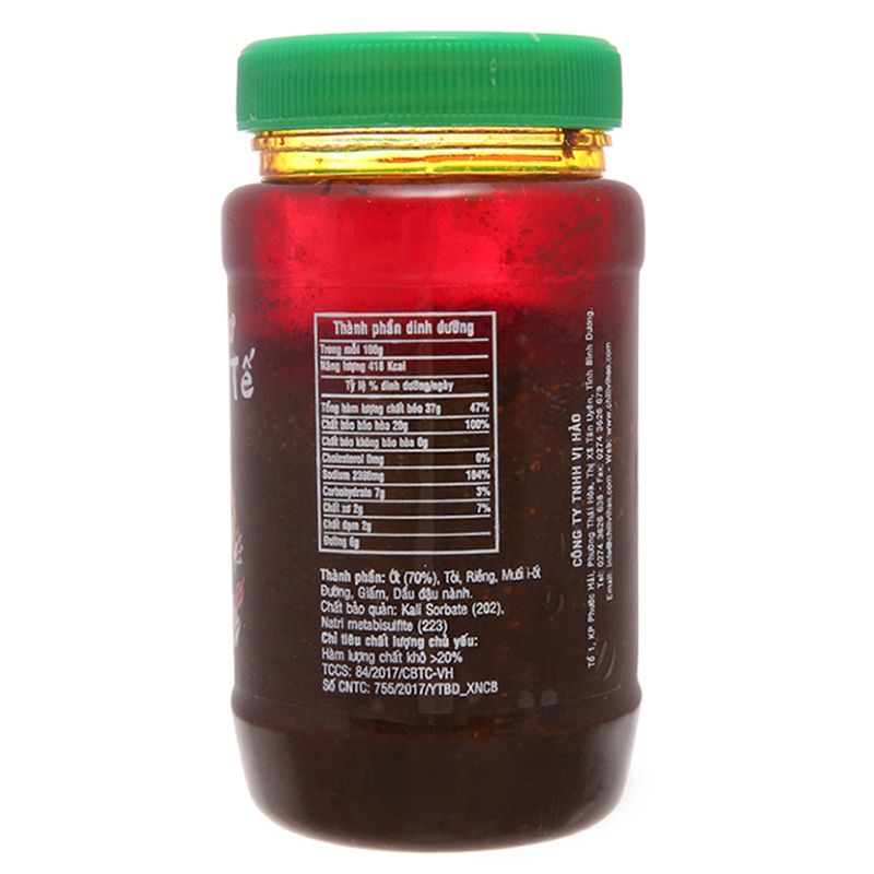  Ớt sa tế Vị Hảo 70% ớt thùng 12 hũ x 510 g 