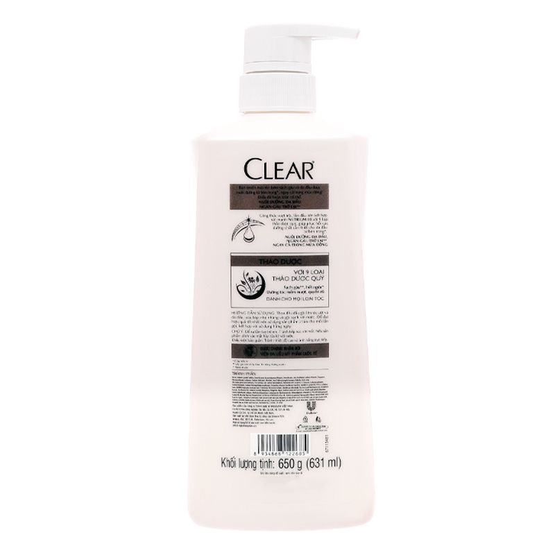  Dầu gội Clear Botanique 9 thảo dược quý cho da đầu yếu sạch gàu nhờn ngứa chai 340g 