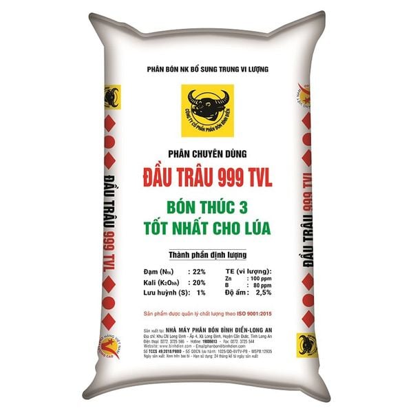  Phân bón ĐẦU TRÂU 999 TVL dùng cho lúa bón đón đòng bao 50 kg 