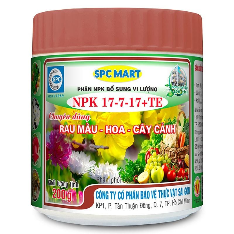 Phân bón NPK bổ sung vi lượng NPK-17-7-17+TE hũ 200g 