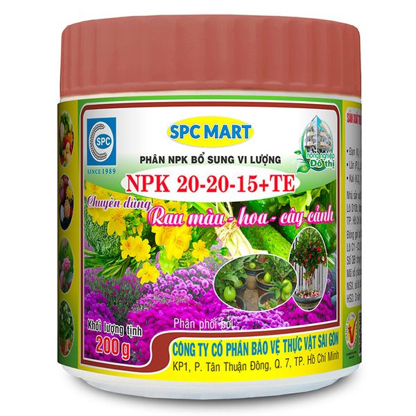  Phân NPK bổ sung vi lượng NPK-20-20-15+TE hũ 200 g 