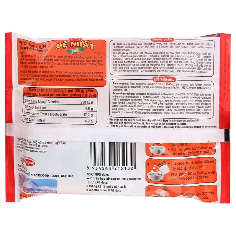  Phở bò Đệ Nhất gói 65g 