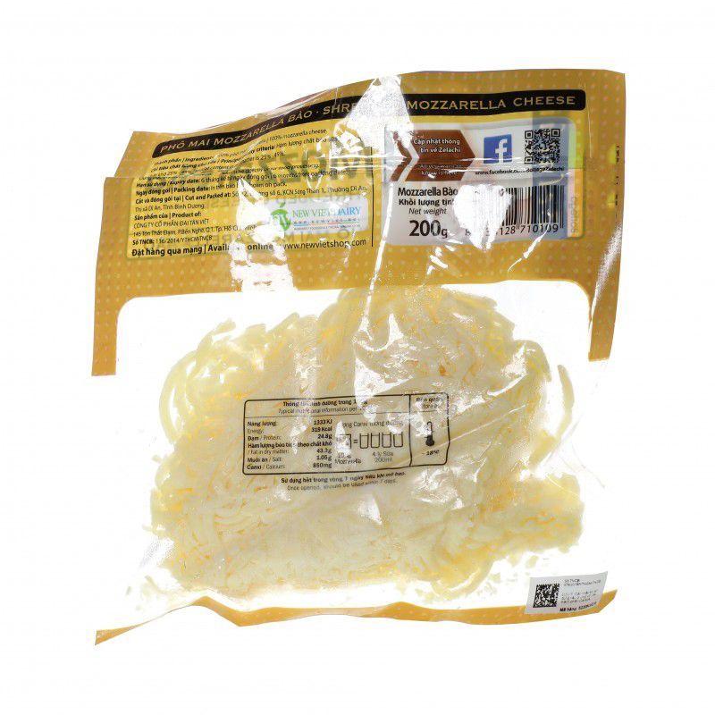  Phô mai bào Bottega Zelachi Mozzarella gói 200g 