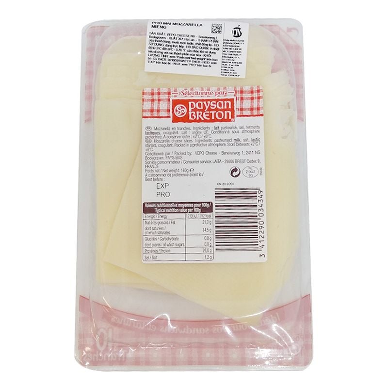  Phô mai miếng Mozzarella gói 160g 