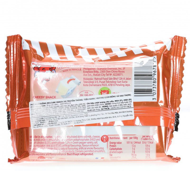  Phô mai vuông Con Bò Cười Belcube Snack vị truyền thống gói 78g 