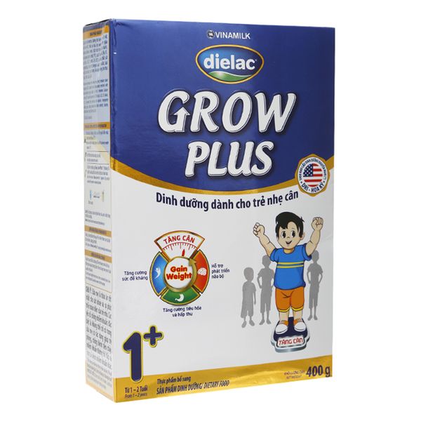  Sữa bột Dielac Grow Plus 1+ cho trẻ từ 1 đến 2 tuổi hộp giấy 400g 