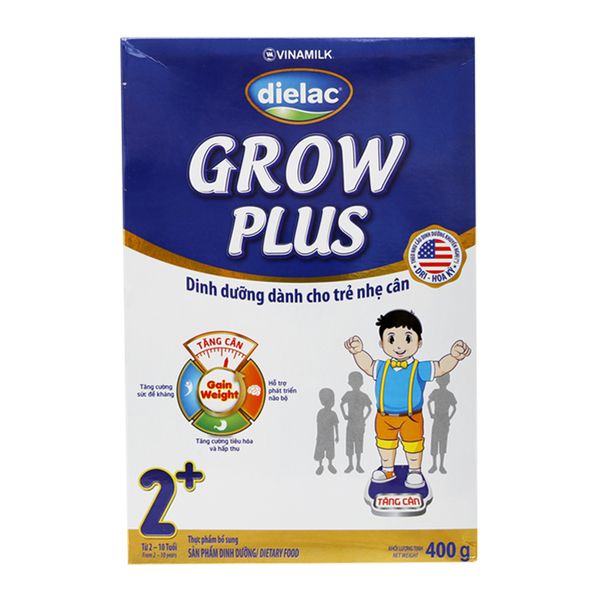  Sữa bột Dielac Grow Plus 2+ cho trẻ từ 2 đến 10 tuổi hộp giấy 400g 