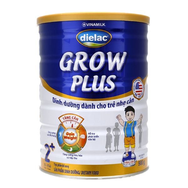 Sữa bột Dielac Grow Plus 2+ cho trẻ từ 2 đến 10 tuổi lon xanh 900g 