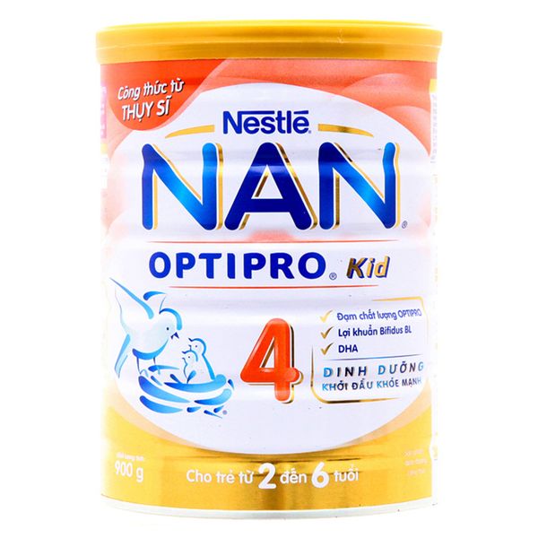  Sữa bột Nan Optipro 4 Kid cho trẻ từ 2 đến 6 tuổi lon 900g 