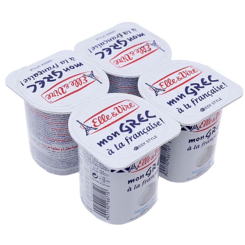  Sữa chua Elle & Vire nguyên chất kiểu Hy Lạp lốc 4 x 125g 