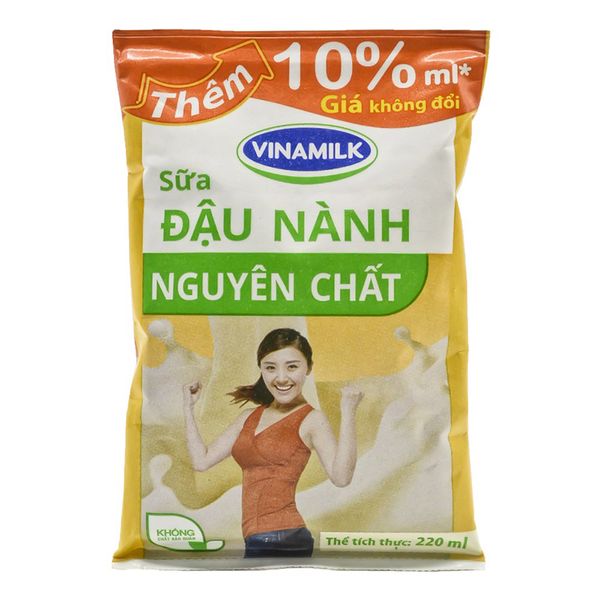  Sữa đậu nành Vinamilk nguyên chất  túi 220 ml 