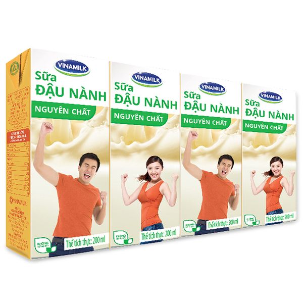  Sữa đậu nành Vinamilk nguyên chất lốc 4 hộp x 200ml 