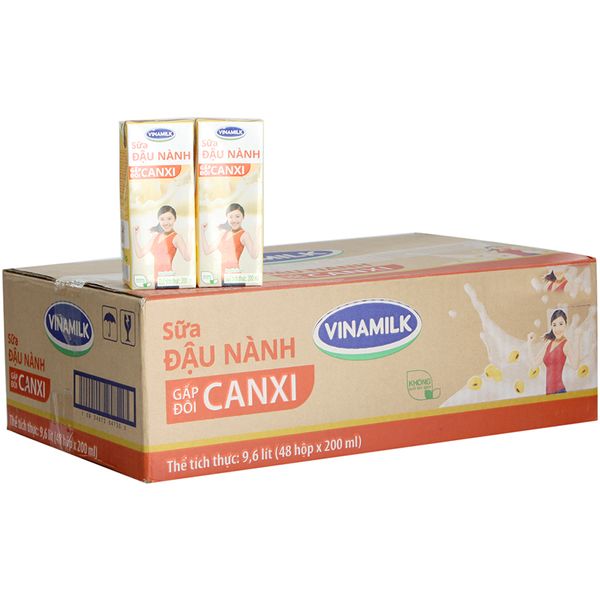  Sữa đậu nành Vinamilk gấp đôi canxi thùng 48 hộp x 200ml 