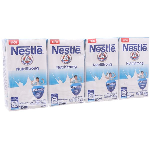  Sữa tiệt trùng Nestle có đường lốc 4 hộp x 115ml 