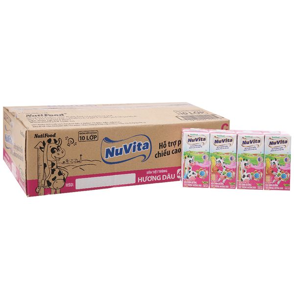  Sữa tiệt trùng NutiFood Nuvita hương dâu thùng 48 hộp x 110ml 