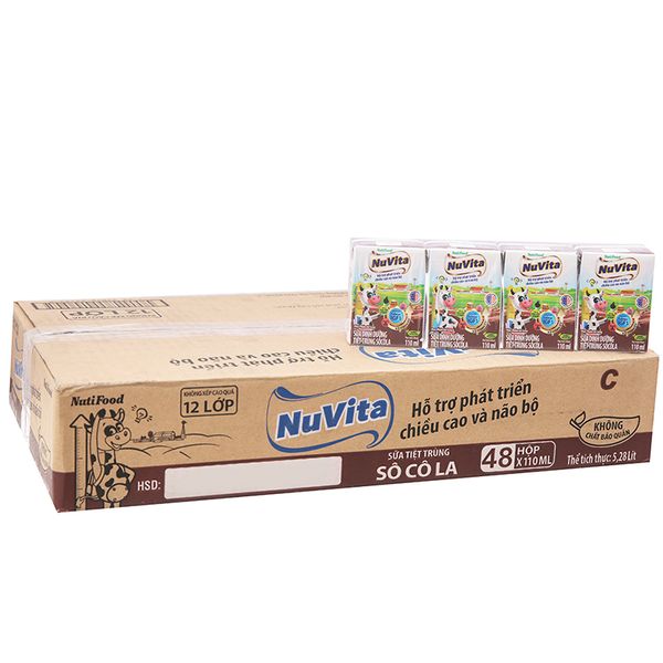 Sữa tiệt trùng NutiFood Nuvita sô cô la thùng 48 hộp x 110ml 