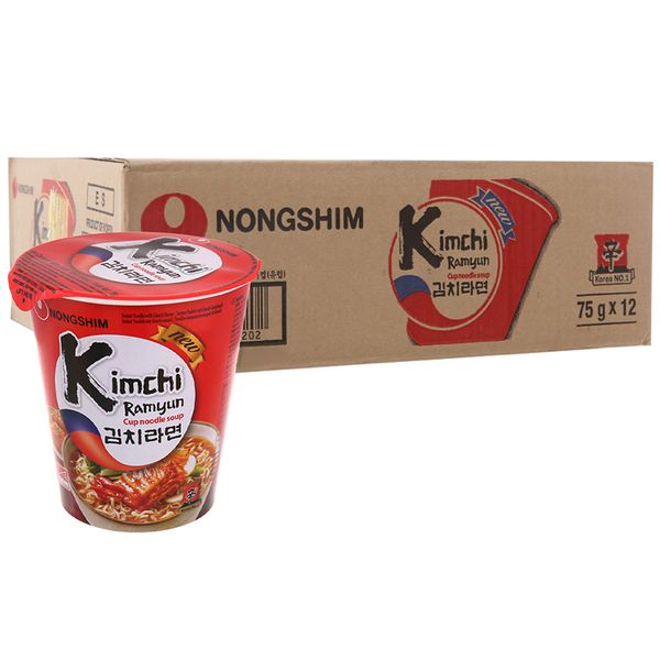  Mì Nongshim Ramyun kim chi thùng 12 ly x 75g 