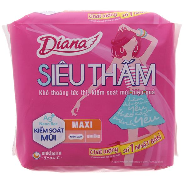  Băng vệ sinh Diana siêu thấm Maxi không cánh gói 8 miếng 