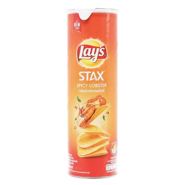  Snack khoai tây Lay's Stax tôm hùm nướng ngũ vị lon 105g 