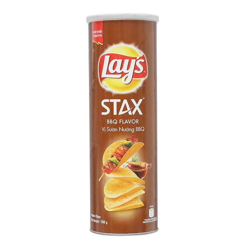  Snack khoai tây Lay's Stax vị sườn nướng bbq lon 160g 