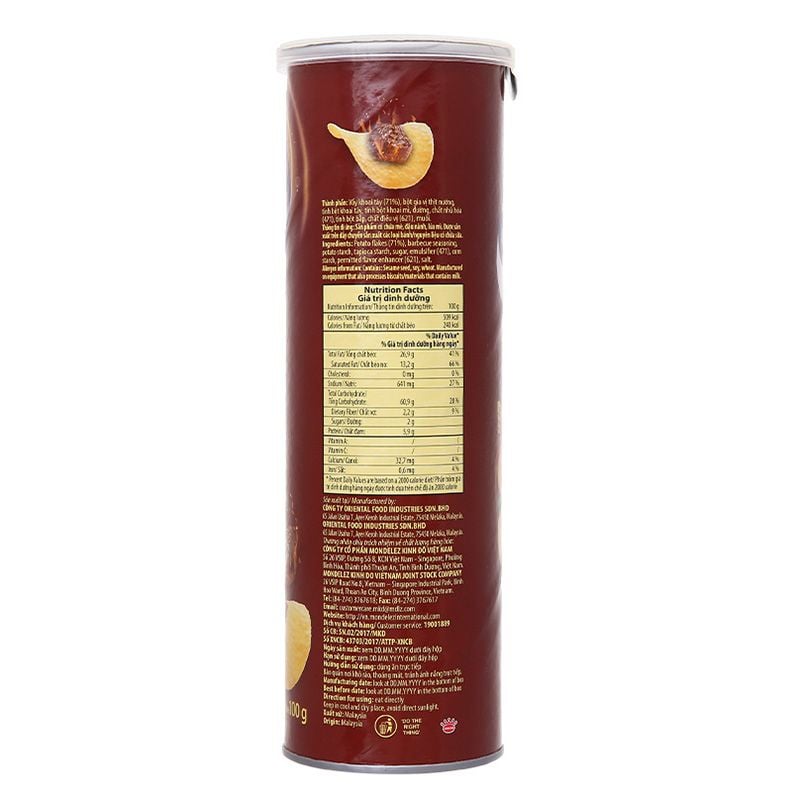  Snack khoai tây Slide vị thịt nướng lon 150g 