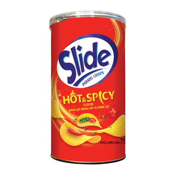  Snack khoai tây Slide vị thơm cay lon 75g 