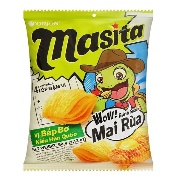  Snack mai rùa kiểu Hàn Quốc Orion Masita vị bắp bơ gói 60g 