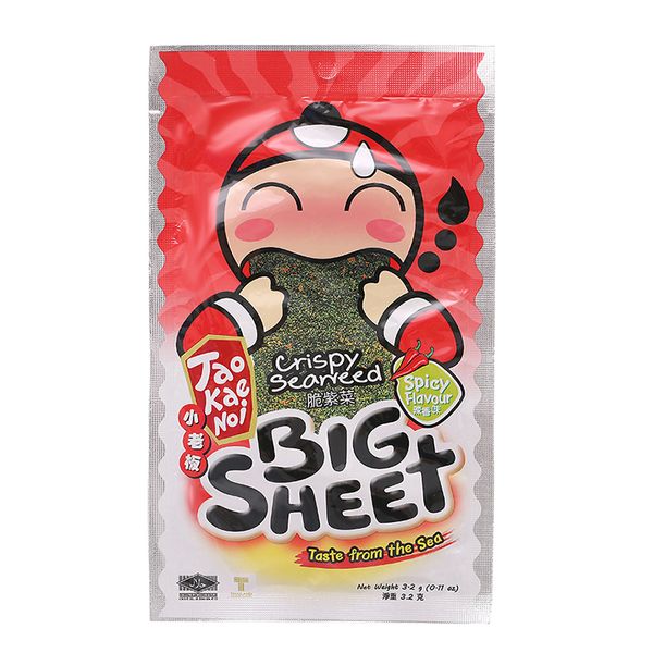  Snack rong biển giòn vị cay Tao Kae Noi Big Sheet gói 3,2g 