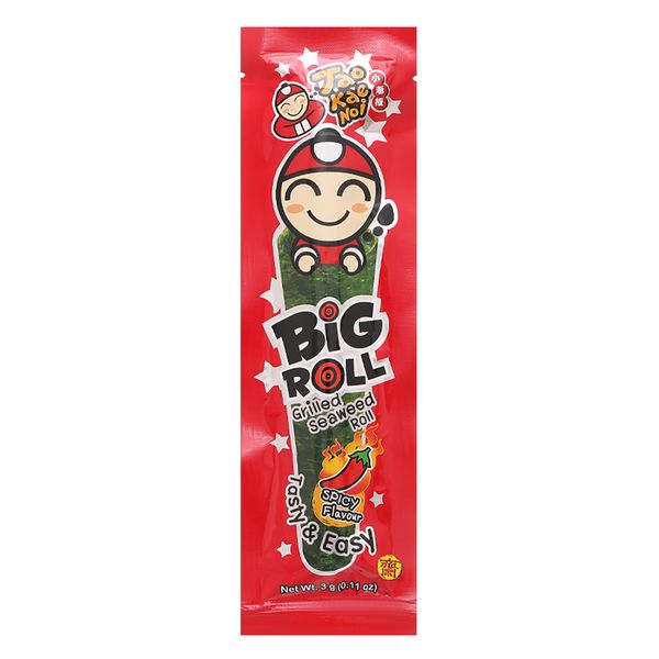  Snack rong biển nướng giòn Tao Kae Noi Big Roll vị cay gói 3g 