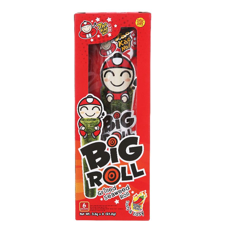  Snack rong biển nướng giòn Tao Kae Noi Big Roll vị cay hộp 12 gói x 3g 
