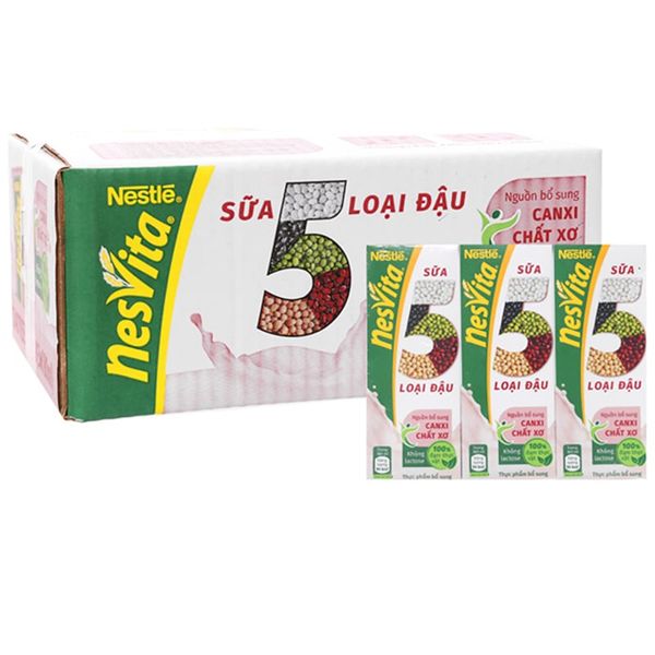  Sữa 5 loại đậu Nesvita có đường thùng 30 hộp x 180ml 