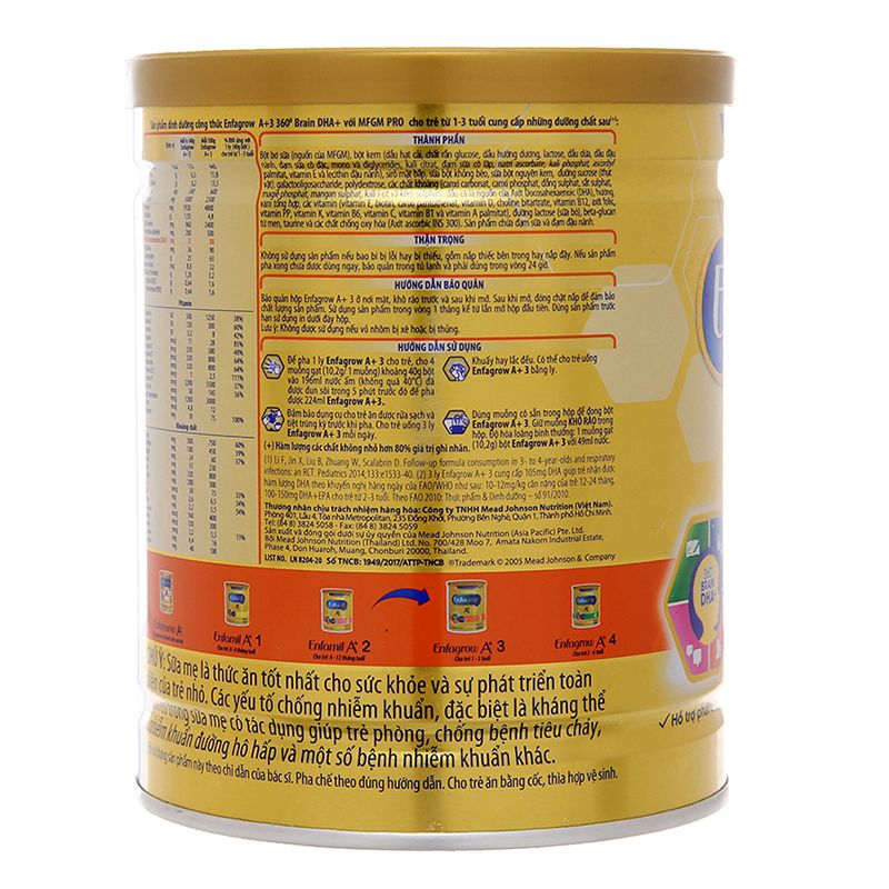  Sữa bột Enfagrow A+ 3 vani từ 1 đến 3 tuổi lon 400g 