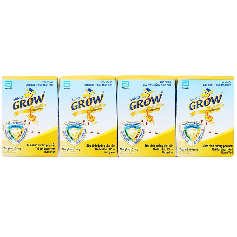  Sữa bột pha sẵn Abbott Grow Gold hương vani lốc 4 hộp x 110ml 