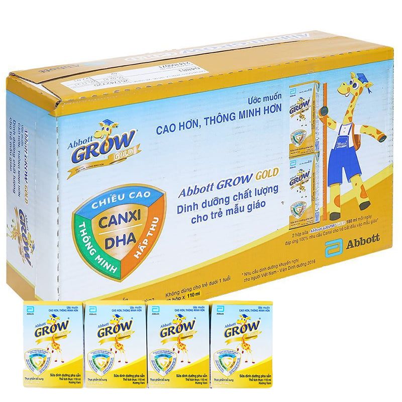  Sữa bột pha sẵn Abbott Grow Gold vani thùng 48 hộp x 110ml 