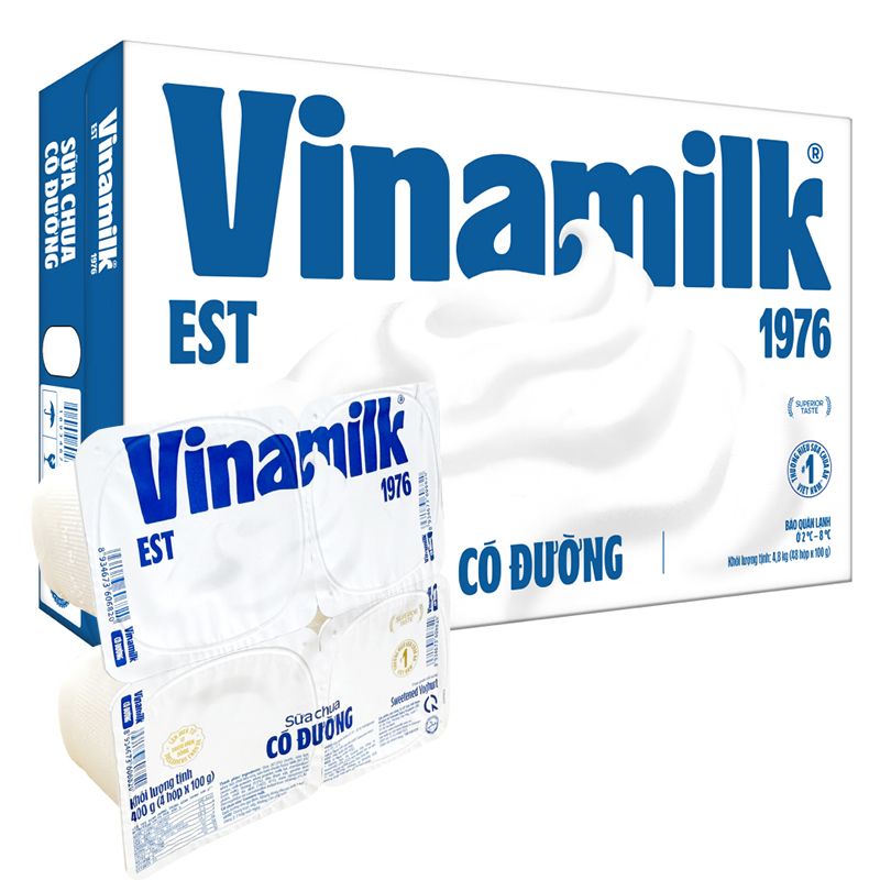  Sữa chua có đường Vinamilk bộ 3 lốc x 4 hộp x 100g 