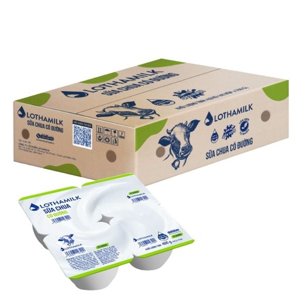  Sữa chua Long Thành Lothamilk có đường thùng 12 lốc x 4 hũ x 100g 