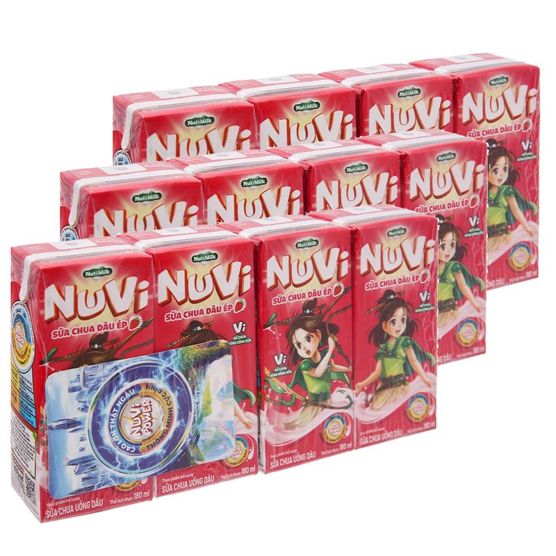  Sữa chua thạch dâu Nuvi thùng 48 hộp x 170ml 