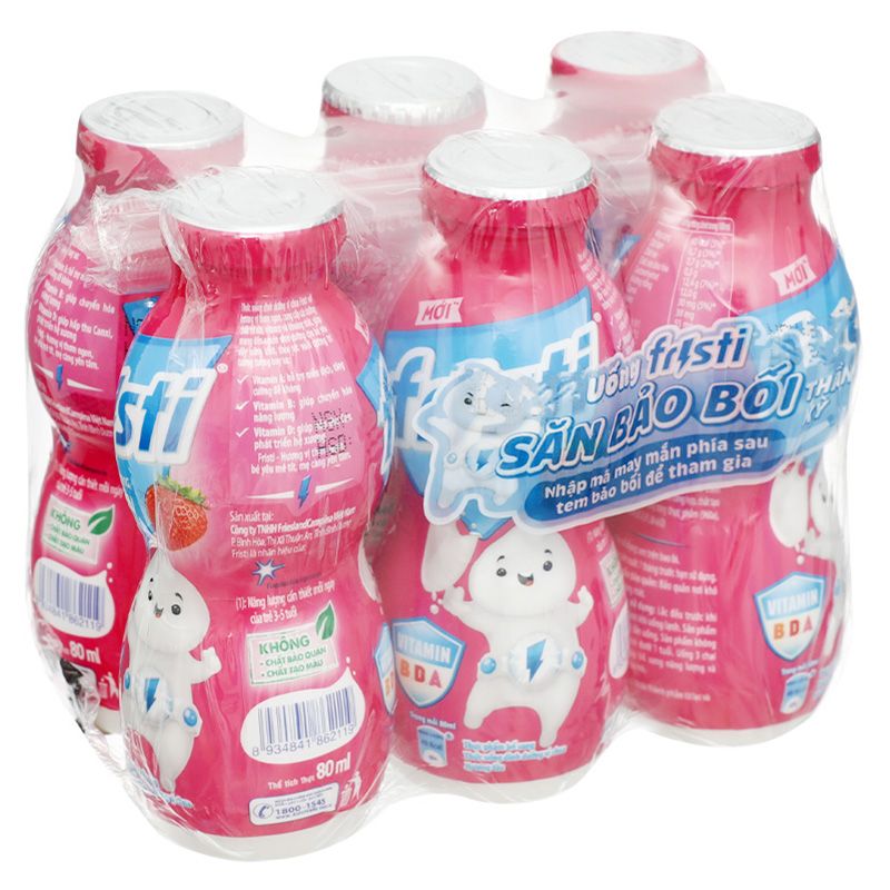  Sữa chua uống Fristi vị dâu lốc 6 hộp x 80ml 