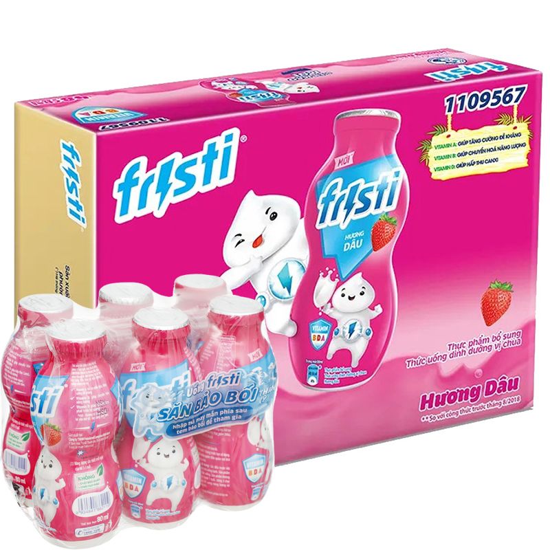  Sữa chua uống Fristi vị dâu lốc 6 hộp x 80ml 