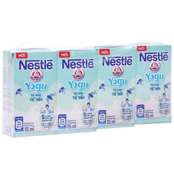  Sữa chua uống Nestlé Yogu có chứa tổ yến lốc 4 hộp x 115ml 