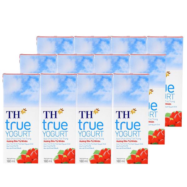  Sữa chua uống vị dâu TH True Yogurt bộ 3 lốc 4hộp x 180ml 