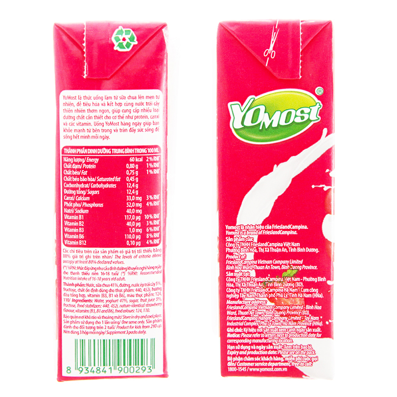 Sữa chua uống YoMost vị dâu thùng 48 x 170ml – Chuỗi Tạp Hóa Việt ...