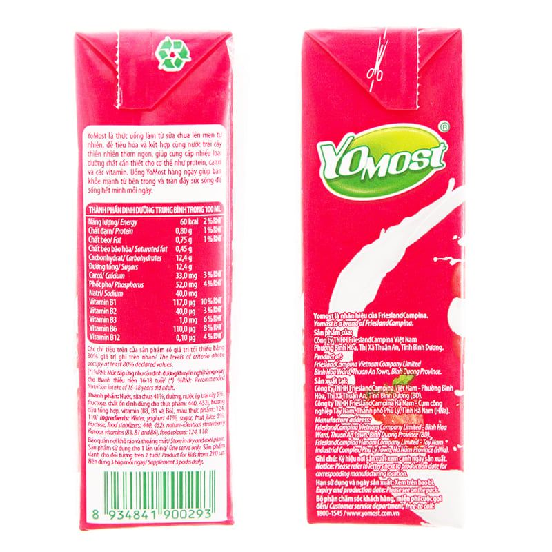 Sữa chua uống YoMost vị dâu thùng 48 x 170ml – Chuỗi Tạp Hóa Việt ...